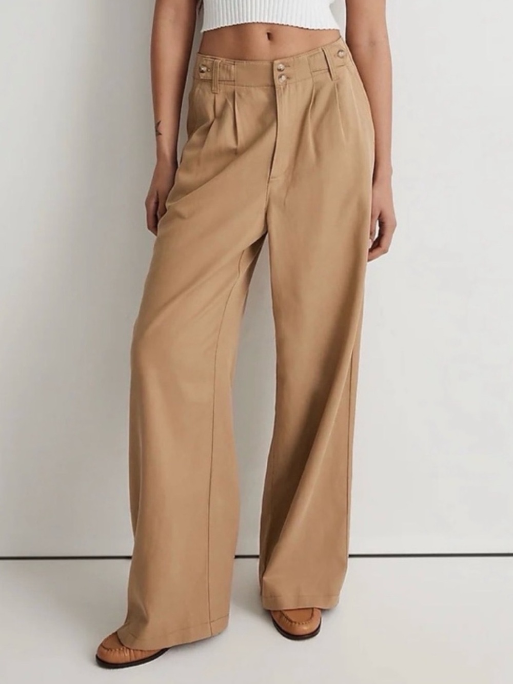 MADEWELL The Harlow Wide Leg Pants Khaki Tan Size 00